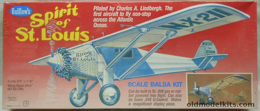 Guillows 1/16 Ryan NYP Spirit of St. Louis - 34.5 Inch Wingspan, 807 plastic model kit